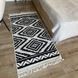 Cotton rug 80x300 cm double-sided, diamond pattern, black