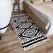 Cotton rug 80x300 cm double-sided, diamond pattern, black