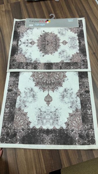 Комплект килимків для ванної 50x60/60x100 см, бежевий  з коричневим малюнком BTR-43 фото