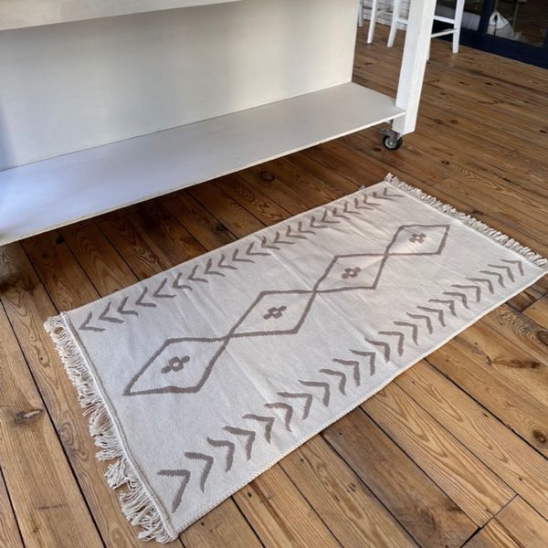 Cotton rug 80x300 cm double-sided, pink rhombus