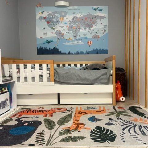 Carpet for children's room "Africa" ​​120x180cm lint-free, anti-slip, gray