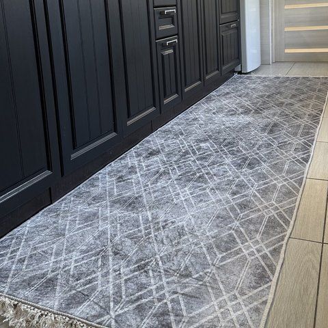 Lint-free carpet 80x200 cm "Geometric rhombuses" anti-slip, gray