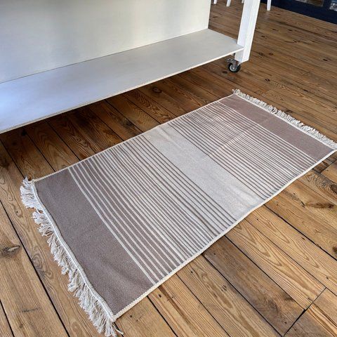 Cotton rug 80x200 cm double-sided, coffee striped