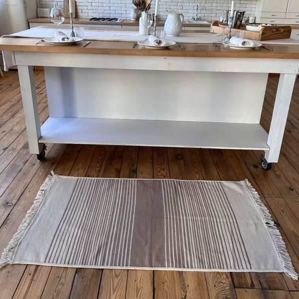 Cotton rug 80x200 cm double-sided, coffee striped