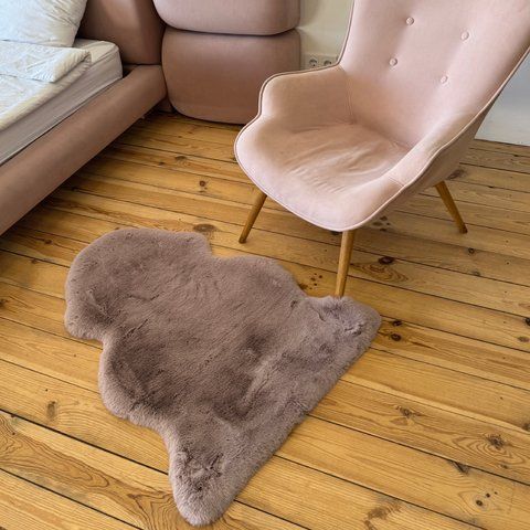 Faux fur carpet "Soft Cloud" 75x100 cm for bedroom, living room, pink