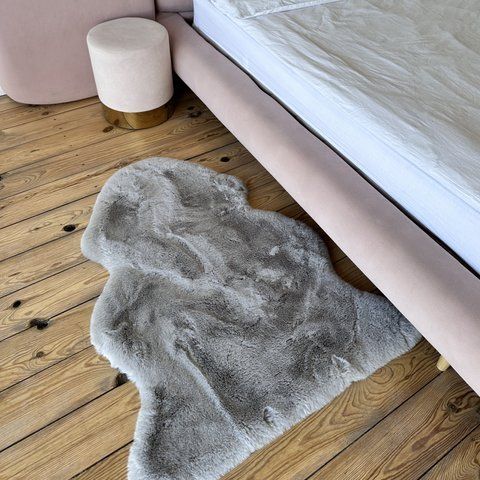 Faux fur carpet "Soft Cloud" 75x100 cm for bedroom, living room, gray