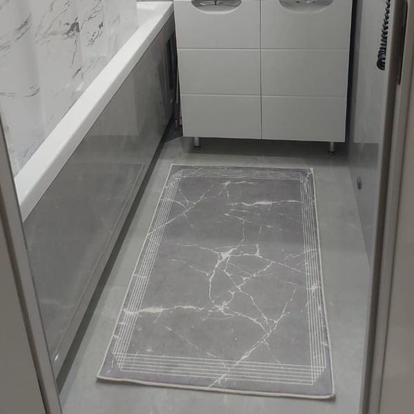 Bathroom rug set 50x60/60x100 cm, grey marble