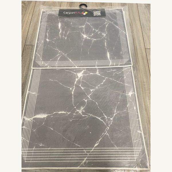 Bathroom rug set 50x60/60x100 cm, grey marble