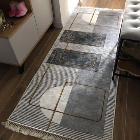 Lint-free carpet 80x200 cm "Northern Lights" anti-slip, gray