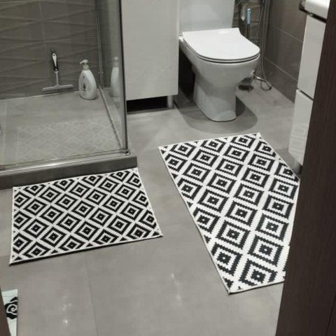 Bath mat set 50x60/60x100 cm, black and white