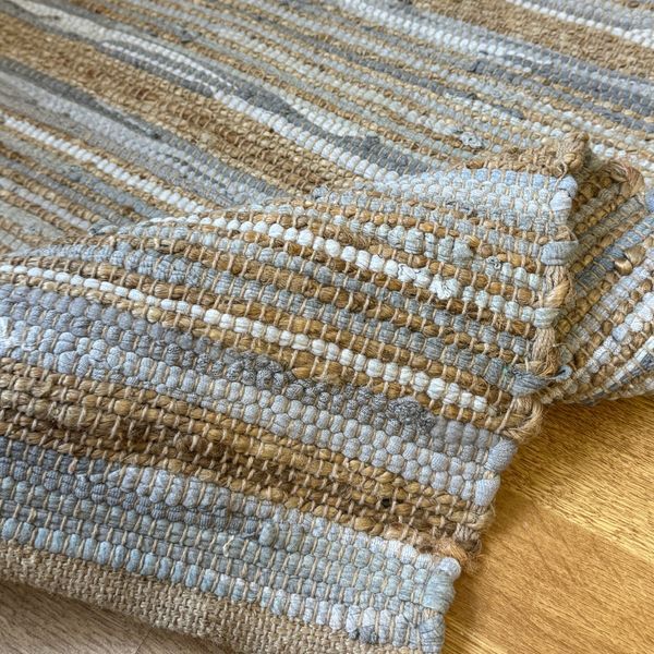 Handmade rug 60x90 cm, seaweed and cotton, gray