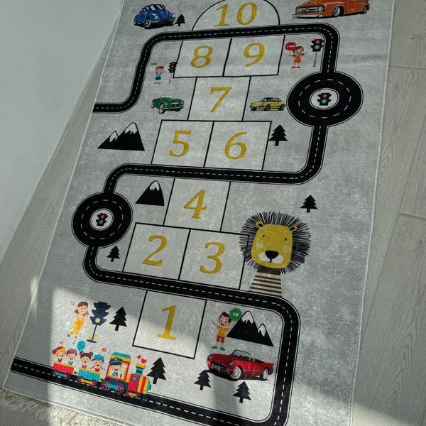 Carpet for children's room "Hopscotch" 120x180cm lint-free, anti-slip, gray