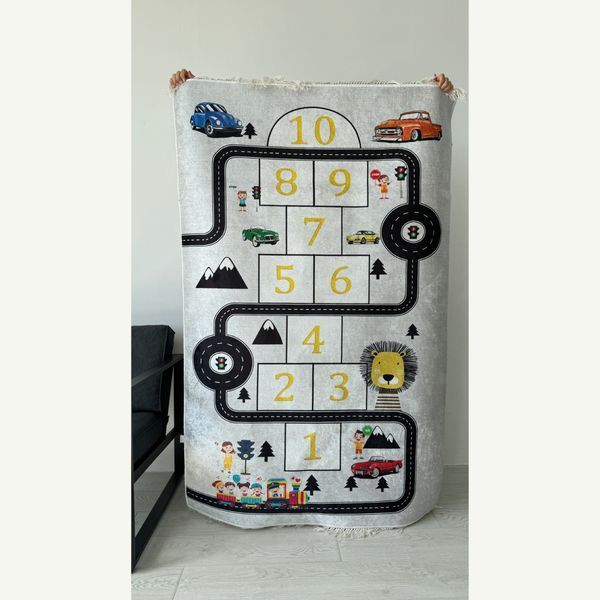 Carpet for children's room "Hopscotch" 120x180cm lint-free, anti-slip, gray