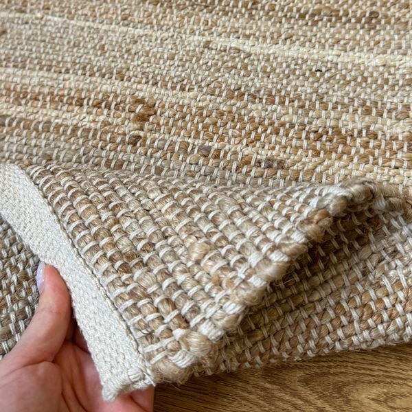 Handmade rug 60x90 cm, seaweed and cotton, natural