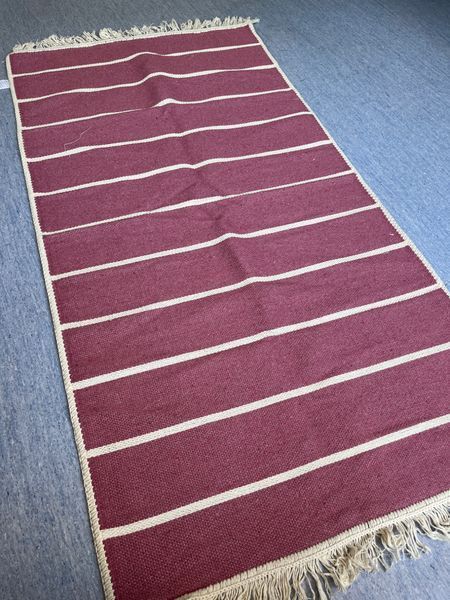 Cotton rug 80x150 cm double-sided, pink striped