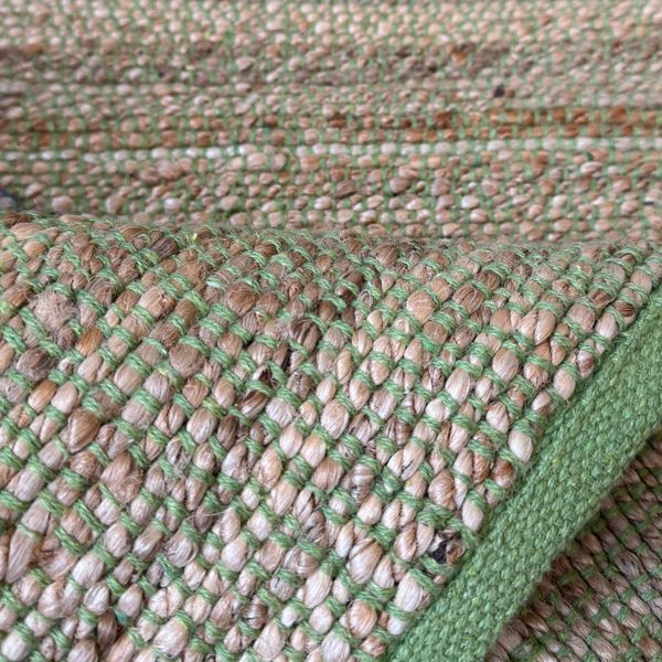 Handmade rug 60x90 cm, seaweed and cotton, natural green